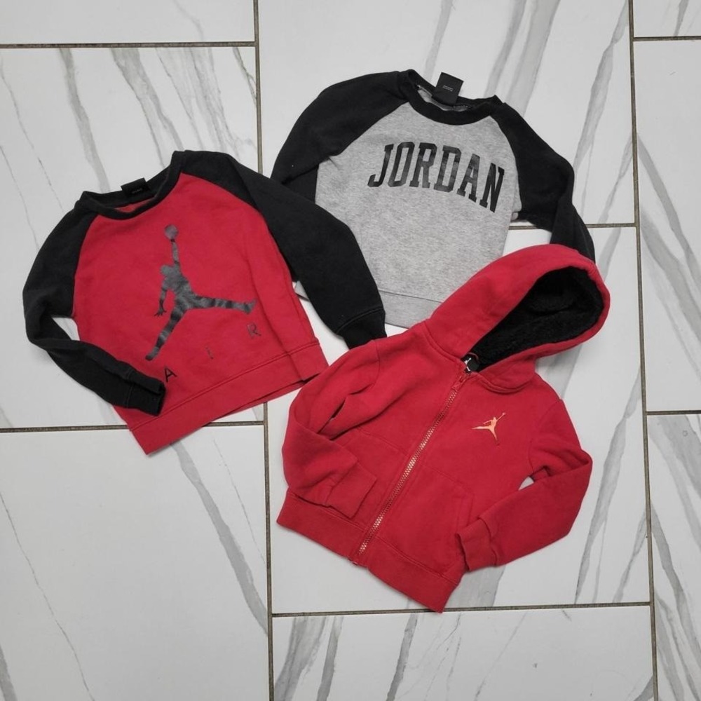 Vintage Nike Air Jordan baby bundle - 2 red and 1 grey hoodies Bundle Lot